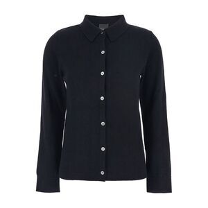 Plain Women Black Sweater With Polo Collar In Cashmere Woman